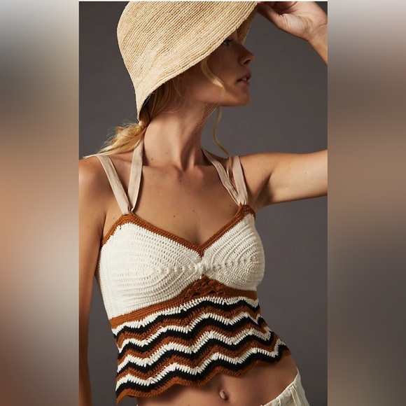 Stella Pardo Miray Tie-Back Crochet Tank‎ Size Medium - Picture 1 of 8